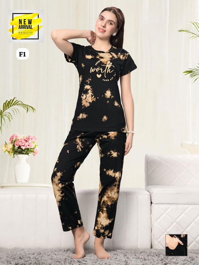 Vol F101 SD By Summer Special Printed Shinker Hosiery Cotton Night Suit Wholesale Online
